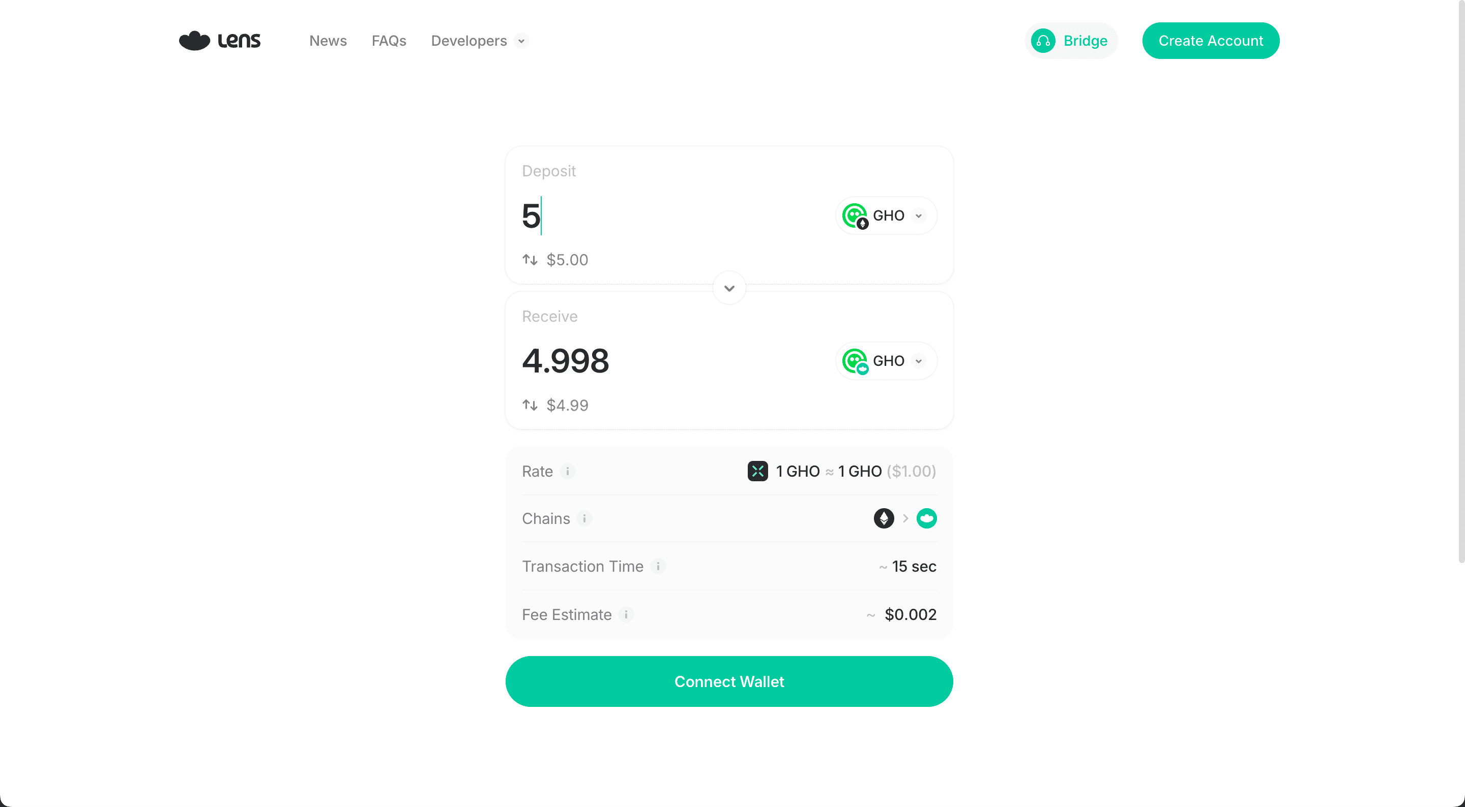Across Swap API Used by Lens Lens integrated the Across Swap API to enable crosschain bridging experiences within the Lens ecosystem.